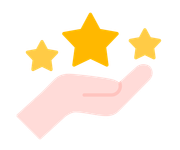 A hand is holding three stars in it.