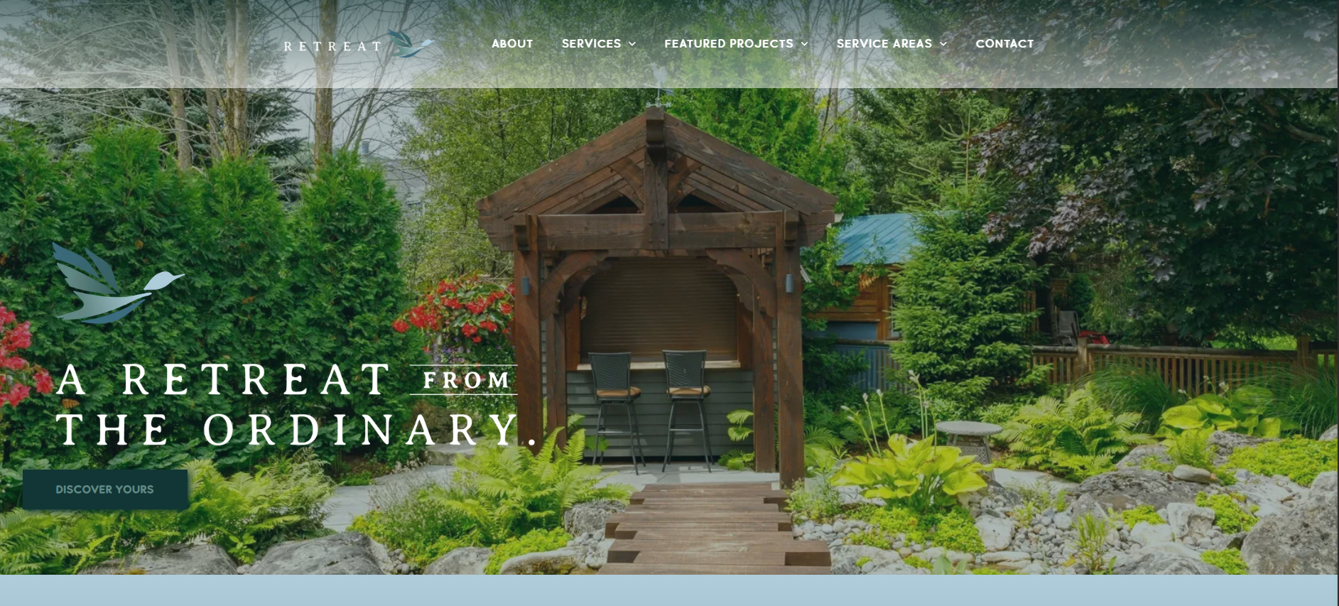 A screenshot of a website for a retreat from the ordinary.