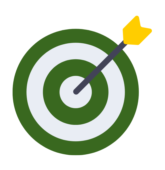 A green and white target with an arrow in the center.