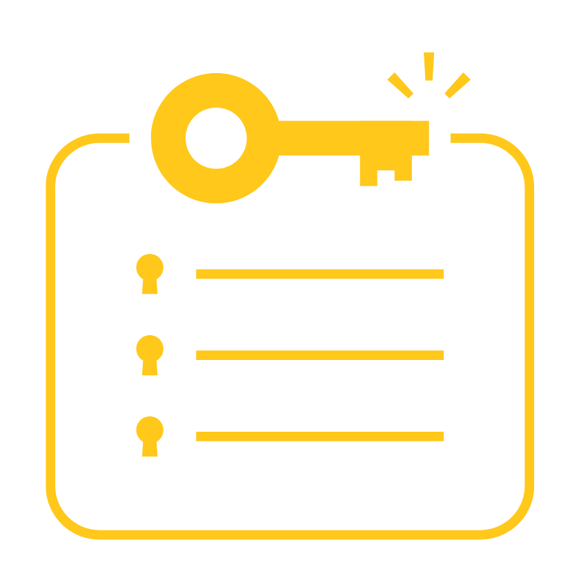 A yellow key is sitting on top of a yellow notepad.