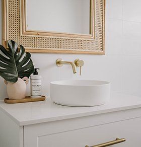White And Gold Theme Bathroom — Interior Design in Tweed Heads, NSW