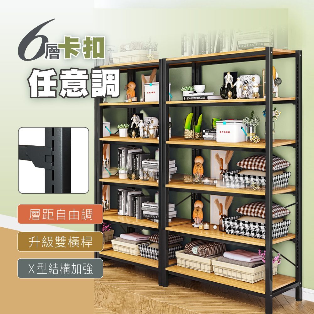 【慢慢家居】層板任意調-大容量超耐重六層置物架電器架(W90xD40xH200cm)