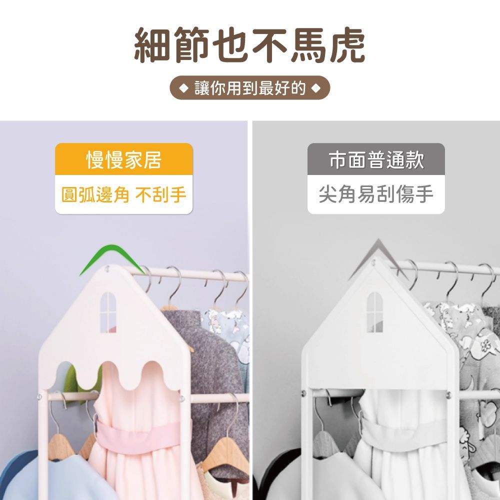 【慢慢家居】可愛屋型兒童掛衣架 鐵藝零甲醛 兒童衣櫃 衣帽架 收納