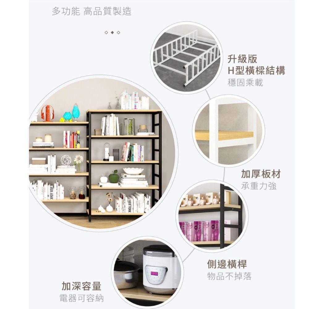 【慢慢家居】超耐重加深款-層板可調五層置物架(80x34x162cm)