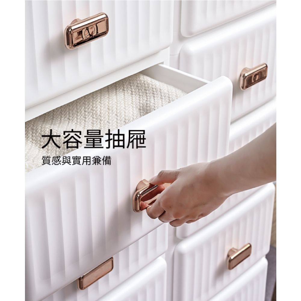 【慢慢家居】時尚磨砂霧面抽屜式收納櫃(鍍金把手 霧面面板)