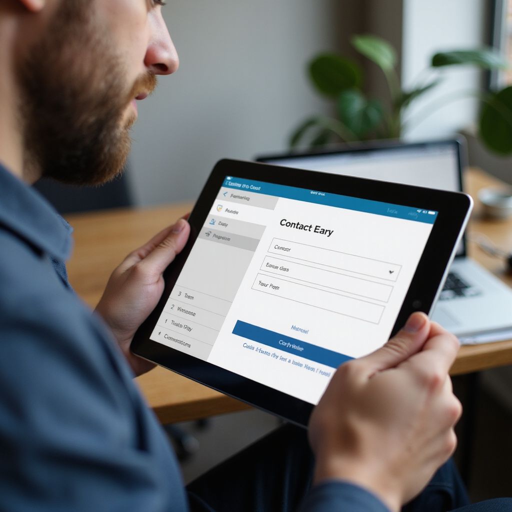 Man holding a tablet, viewing a 