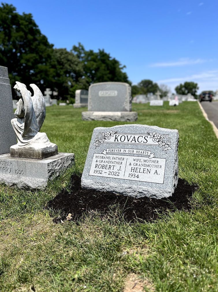 Double Upright Granite gravestone in the Our Lady of Hungary Cemetery in Fords, NJ.