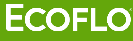 Le mot ecoflo est écrit en blanc sur fond vert.