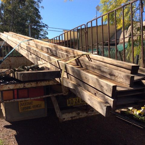 Truck Loaded With Recycled Timber — Secondhand furniture & clothes in Raleigh, NSW