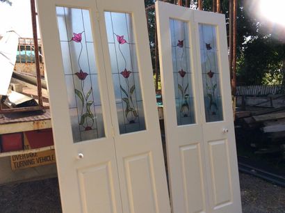 White Doors With Stained Glass — Secondhand furniture & clothes in Raleigh, NSW