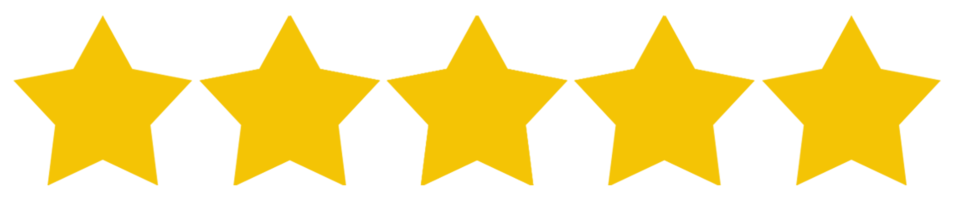 Cinq étoiles dorées disposées horizontalement.