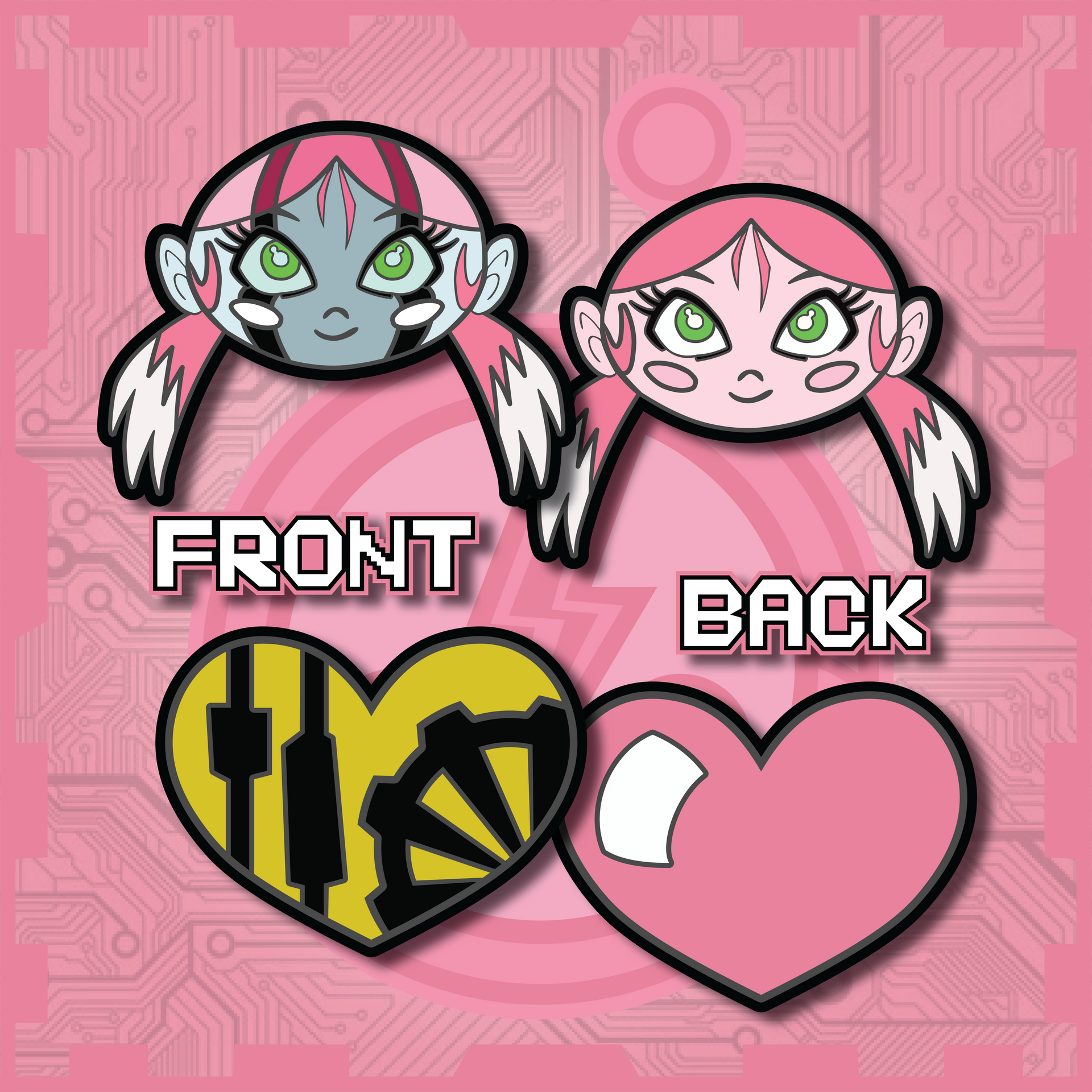 Robot Girl / Heart Charm Set