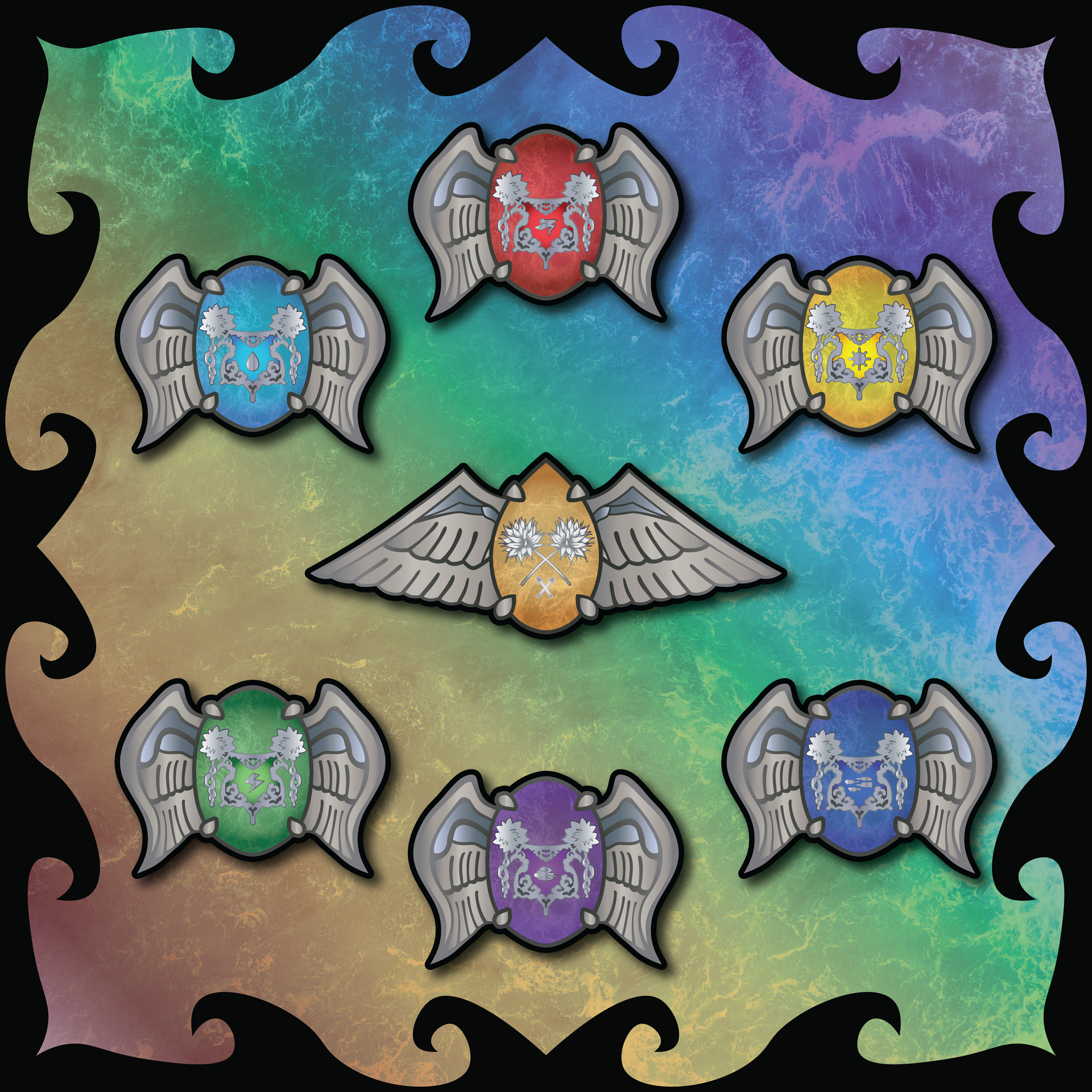 Sea Guardian Ring Charm Set