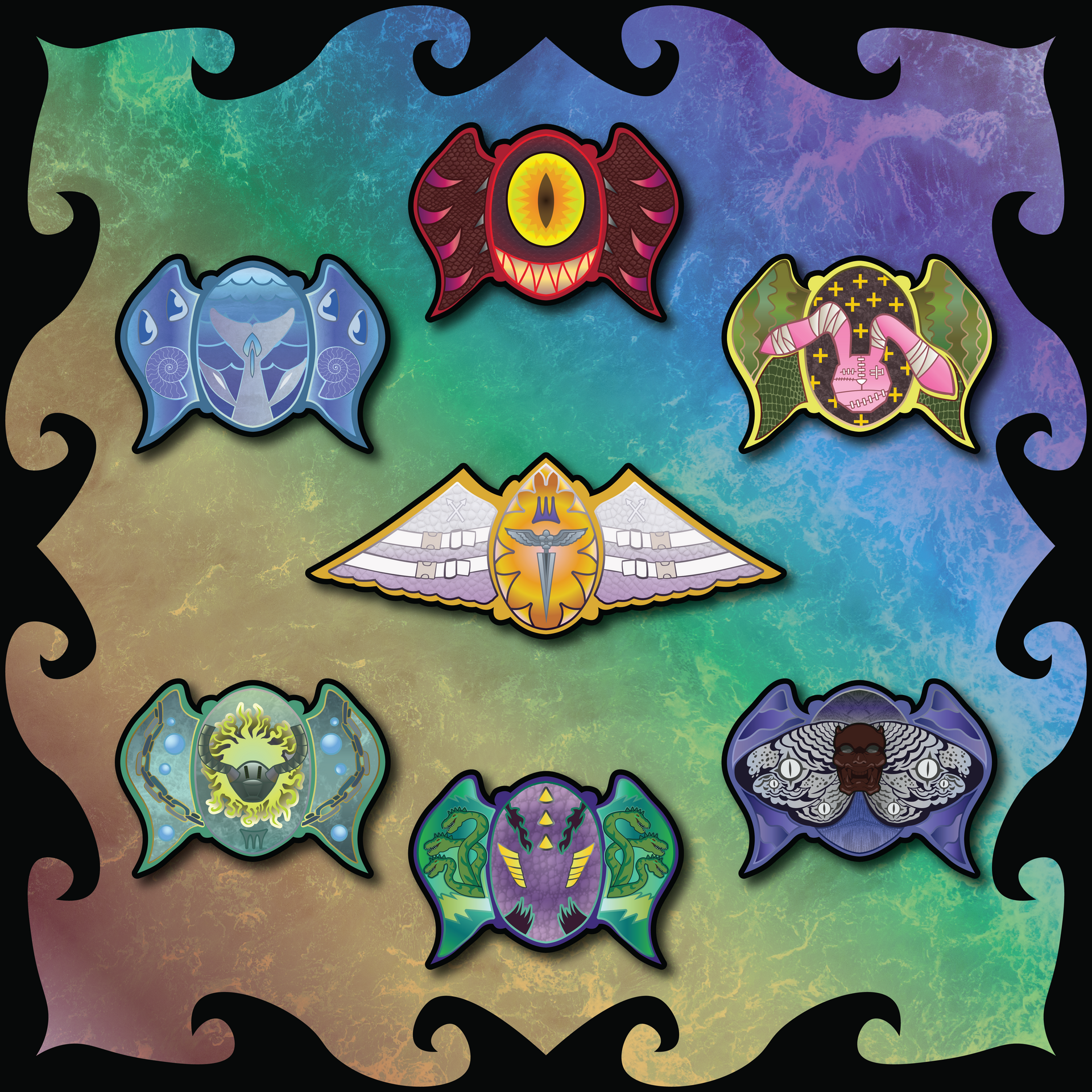 Sea Guardian Ring Charm Set