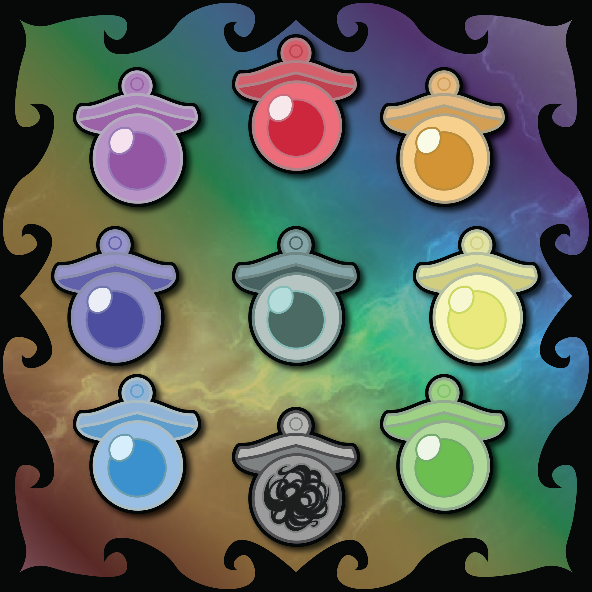 Rainbow Pacifier Charm Set