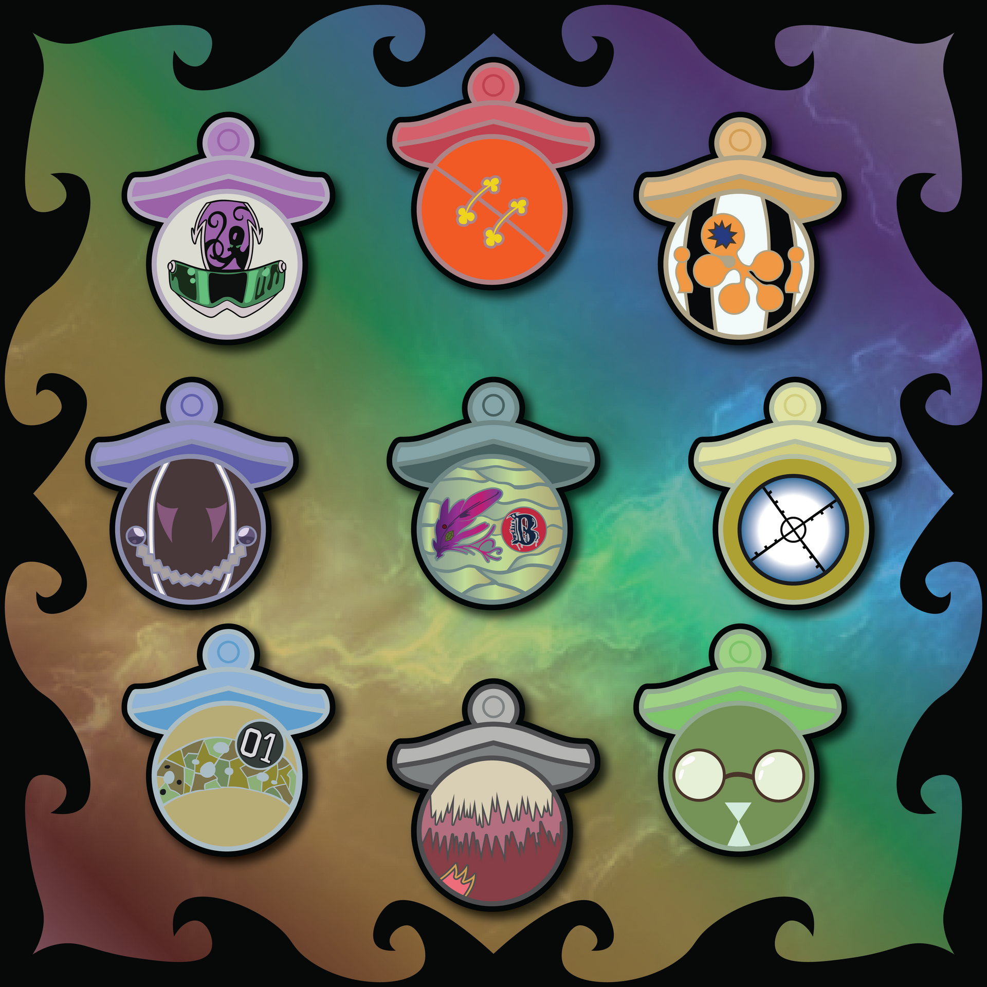 Rainbow Pacifier Charm Set