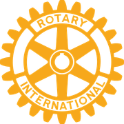 An orange and white logo for the rotary international