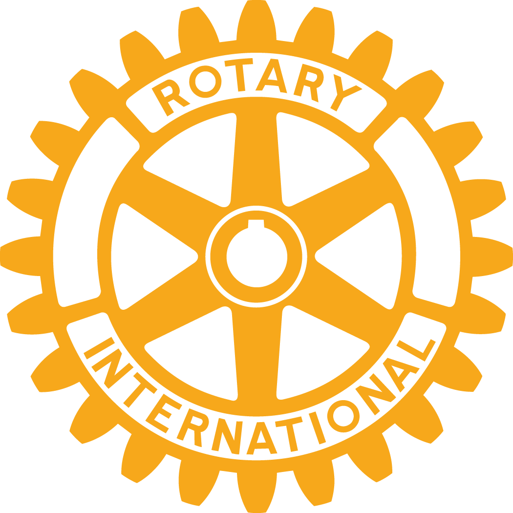 An orange and white logo for the rotary international