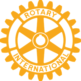 An orange and white logo for the rotary international
