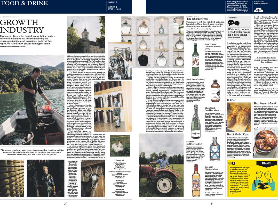 Monocle Magazin Artikel über en Buchberghof Tegernsee