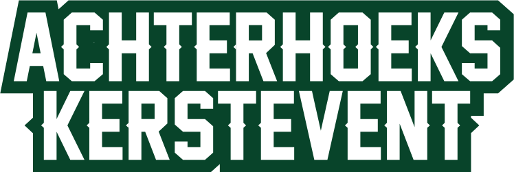 A green sign that says achterhoeks kerstevent in white letters