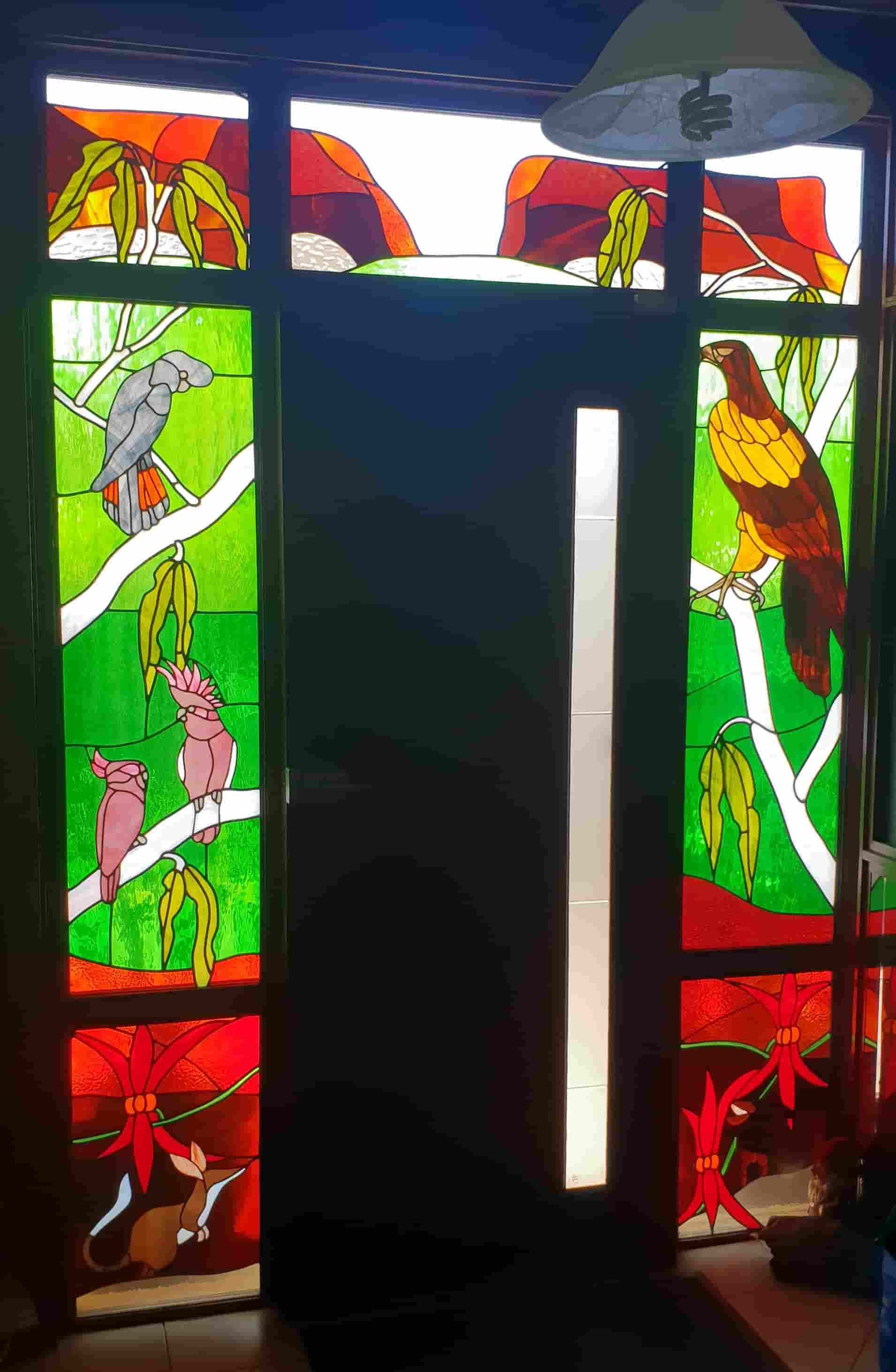 A Stained Glass Window With Birds And Flowers On It — K & S Windows In Ciccone, NT