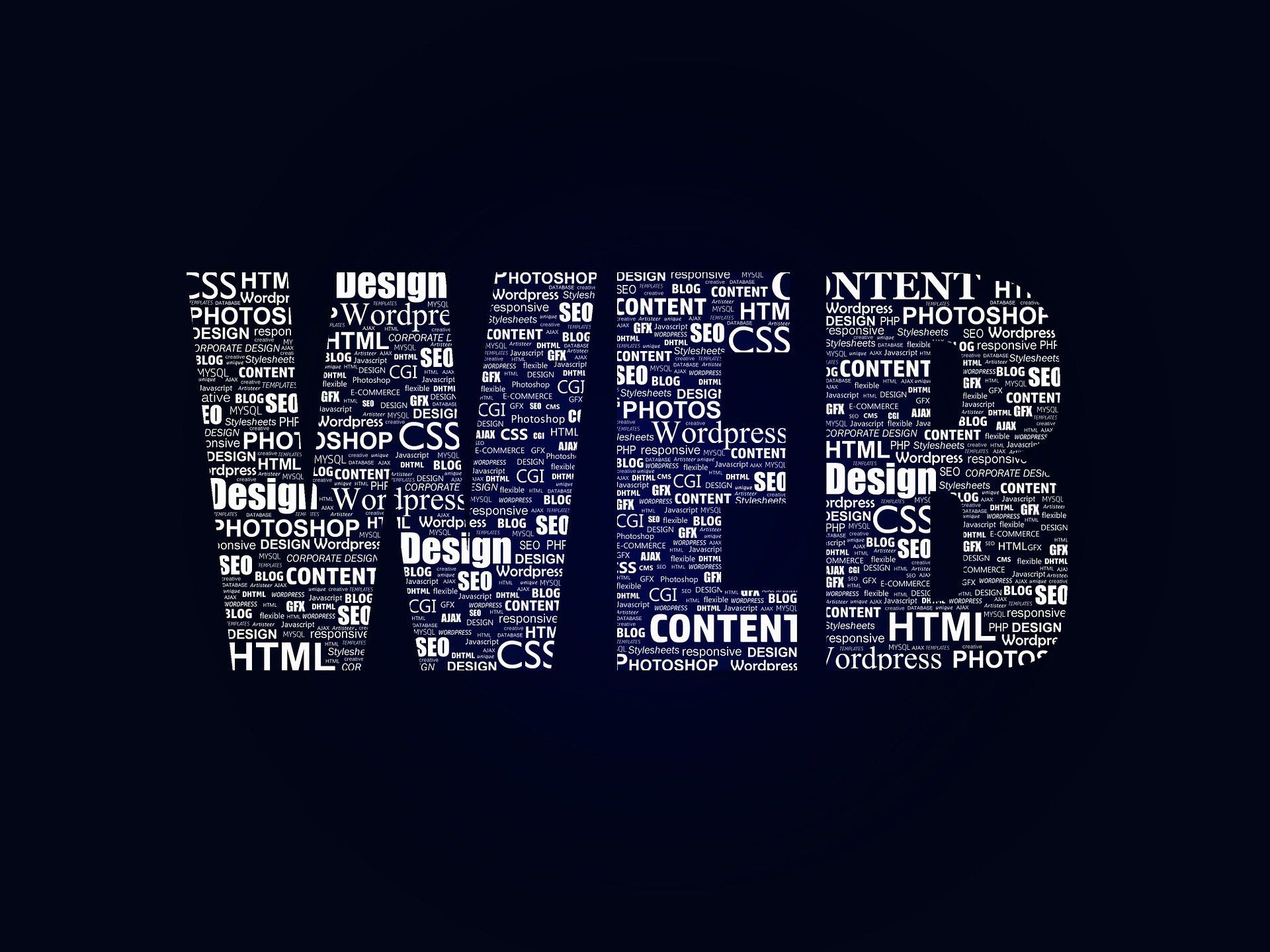 the word web made out of other web design terminology