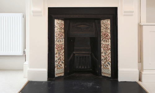 polished fireplace