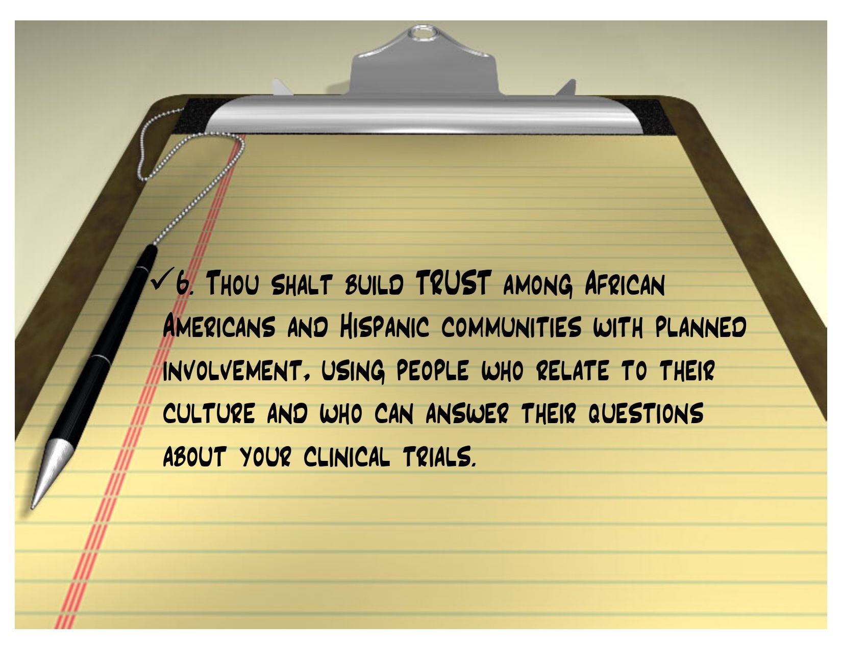 Clipboard with text: 