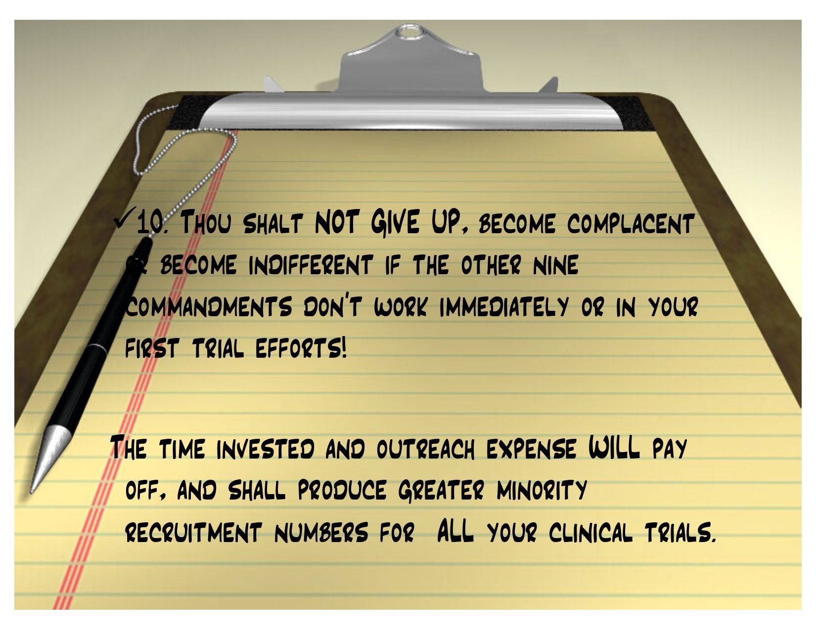 Clipboard with text: 