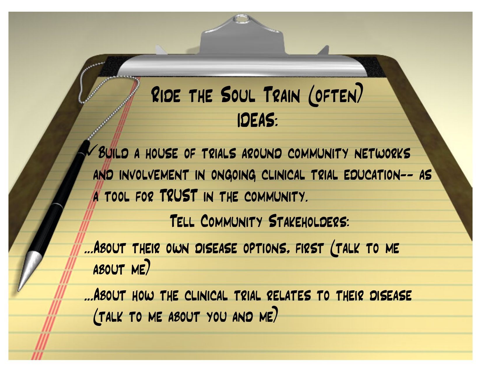 Clipboard with handwritten notes