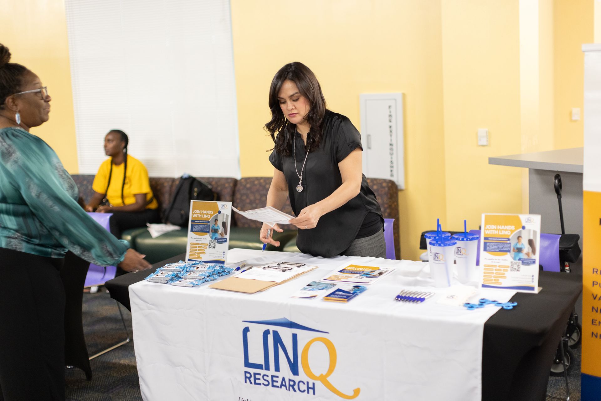 Woman at a table with 