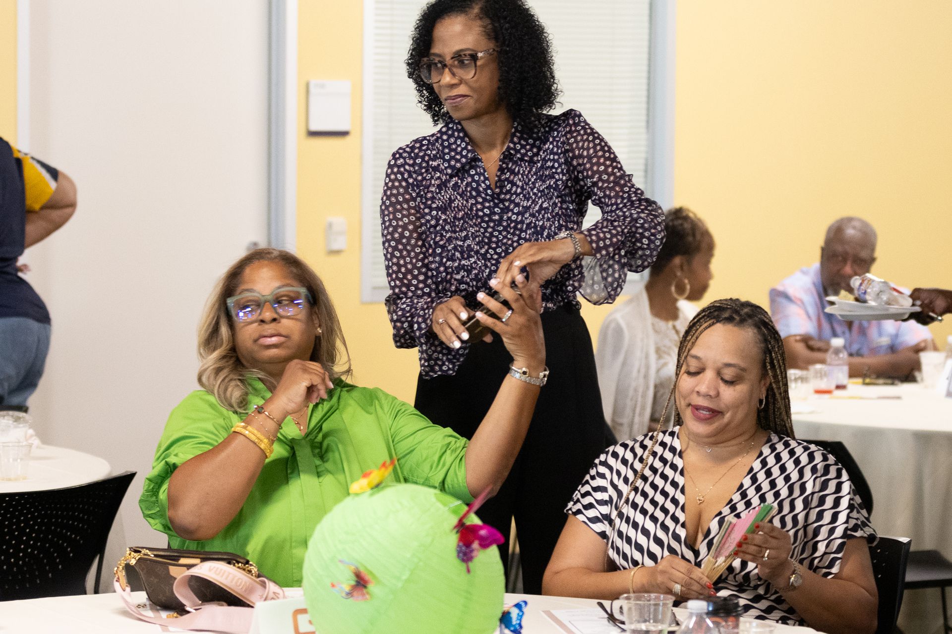 Three women at a table
