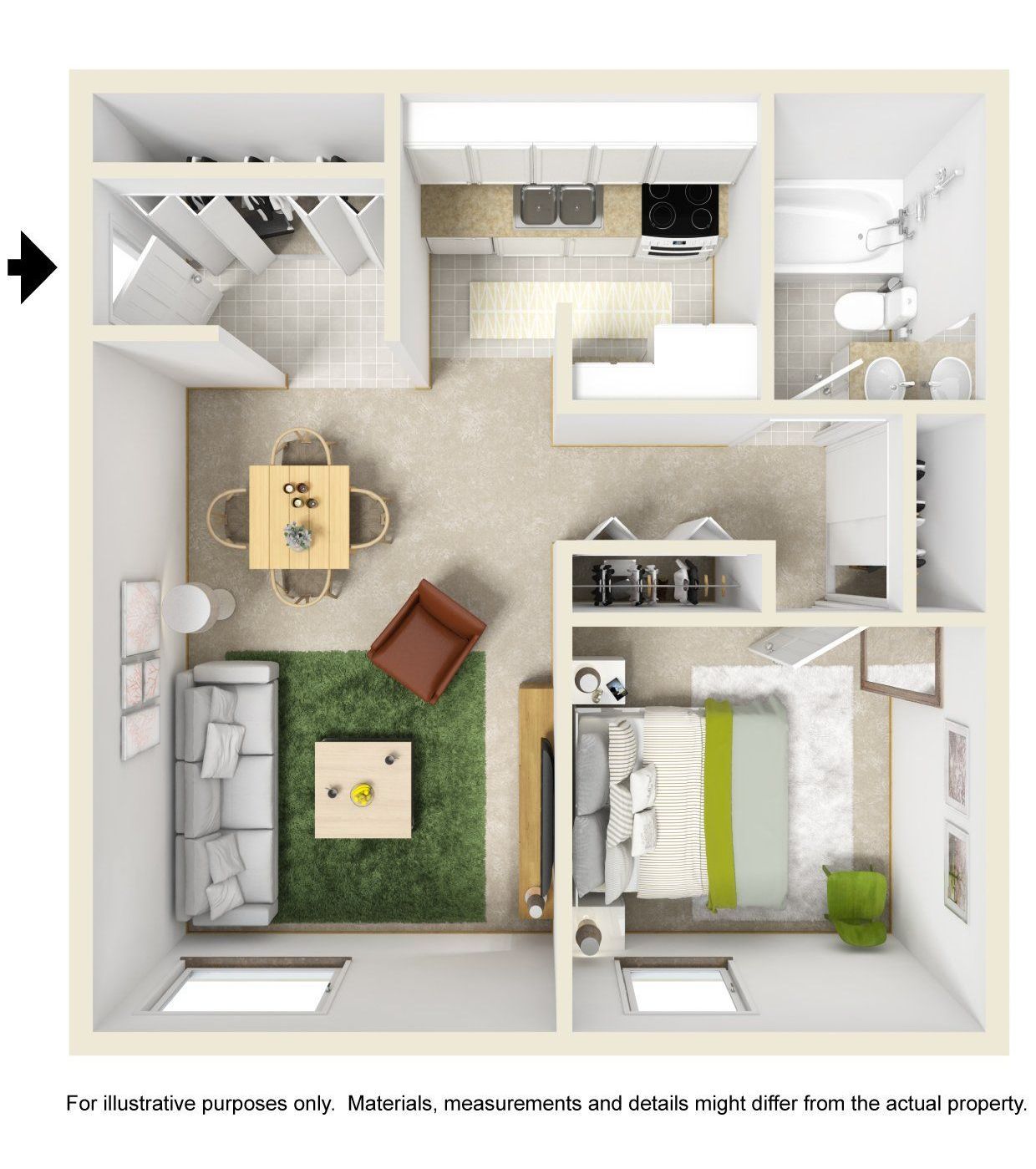 An aerial view of a floor plan of a house