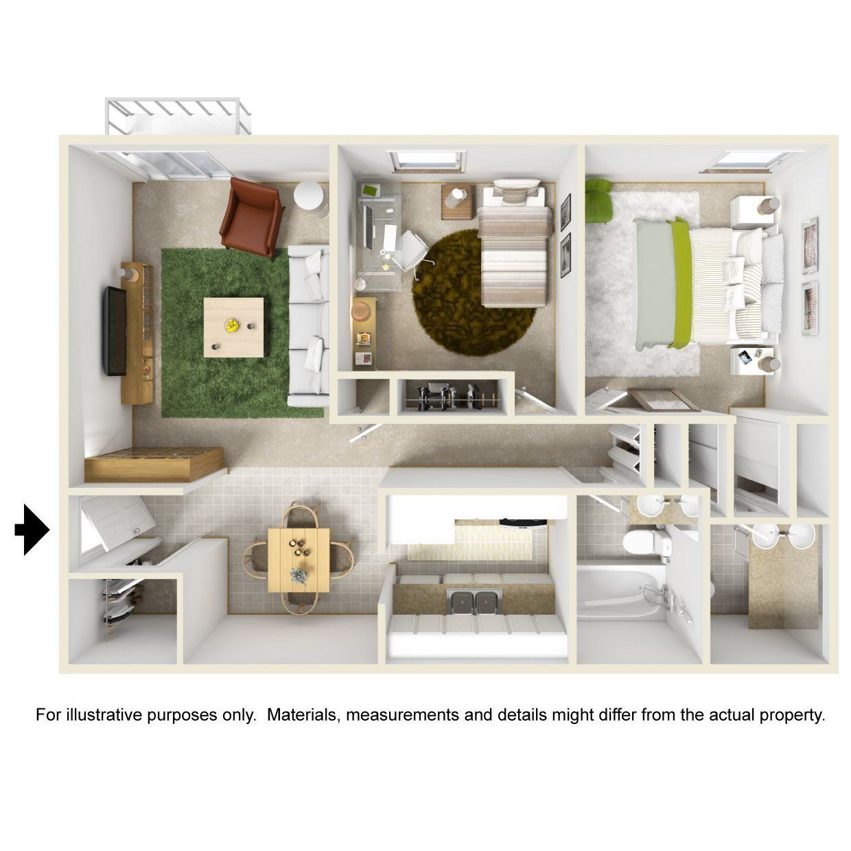 An aerial view of a floor plan of a house