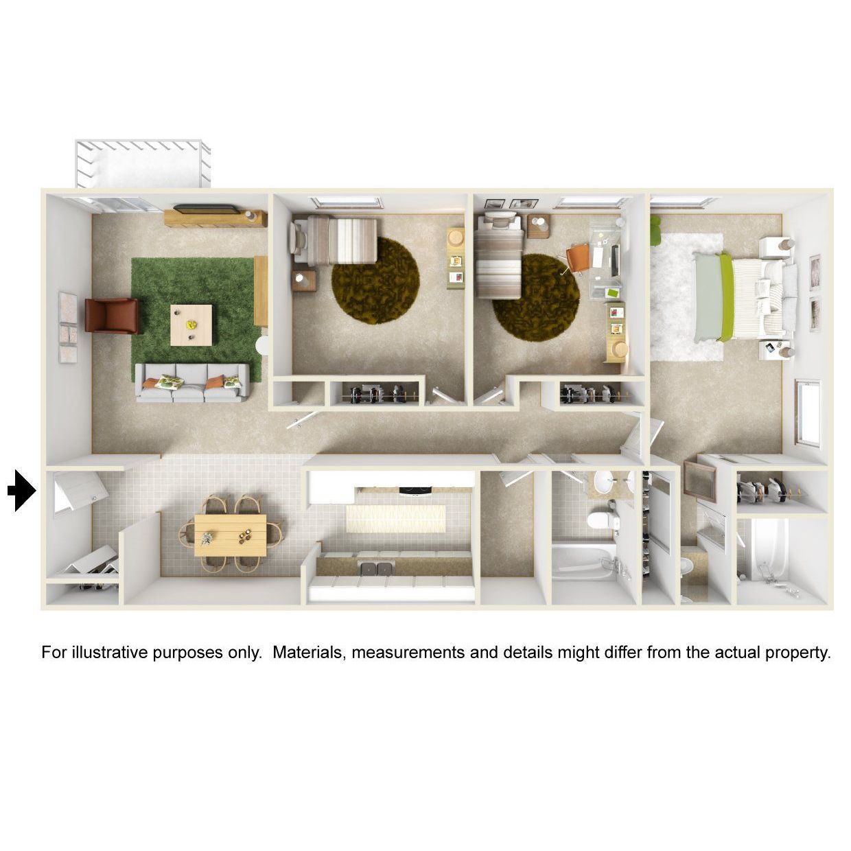 An aerial view of a floor plan of a house