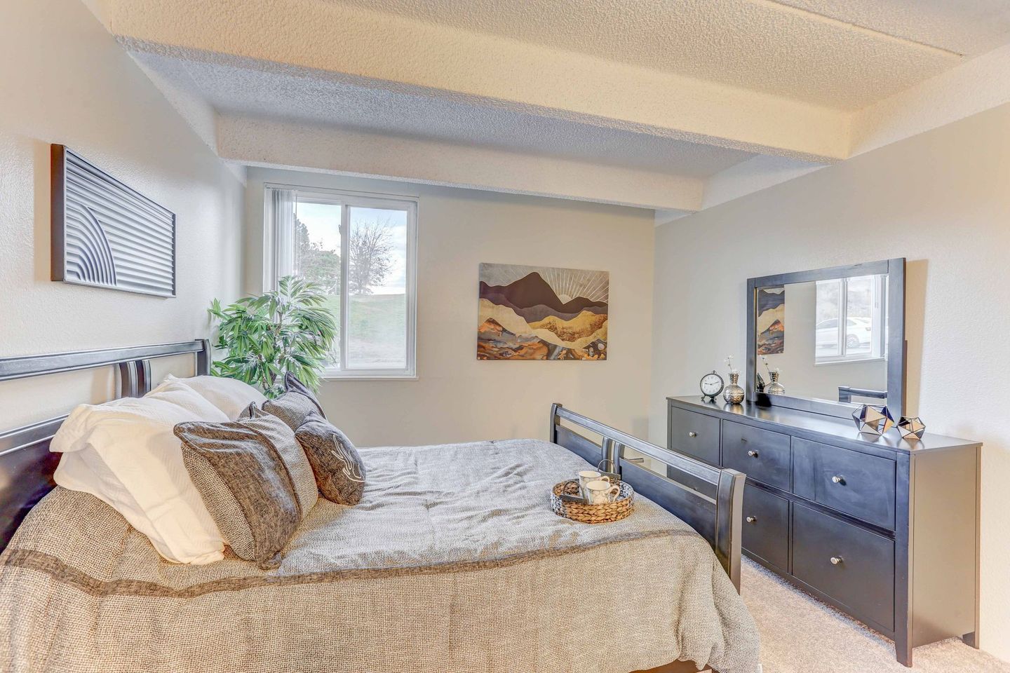 Interior photo of a modern bright bedroom