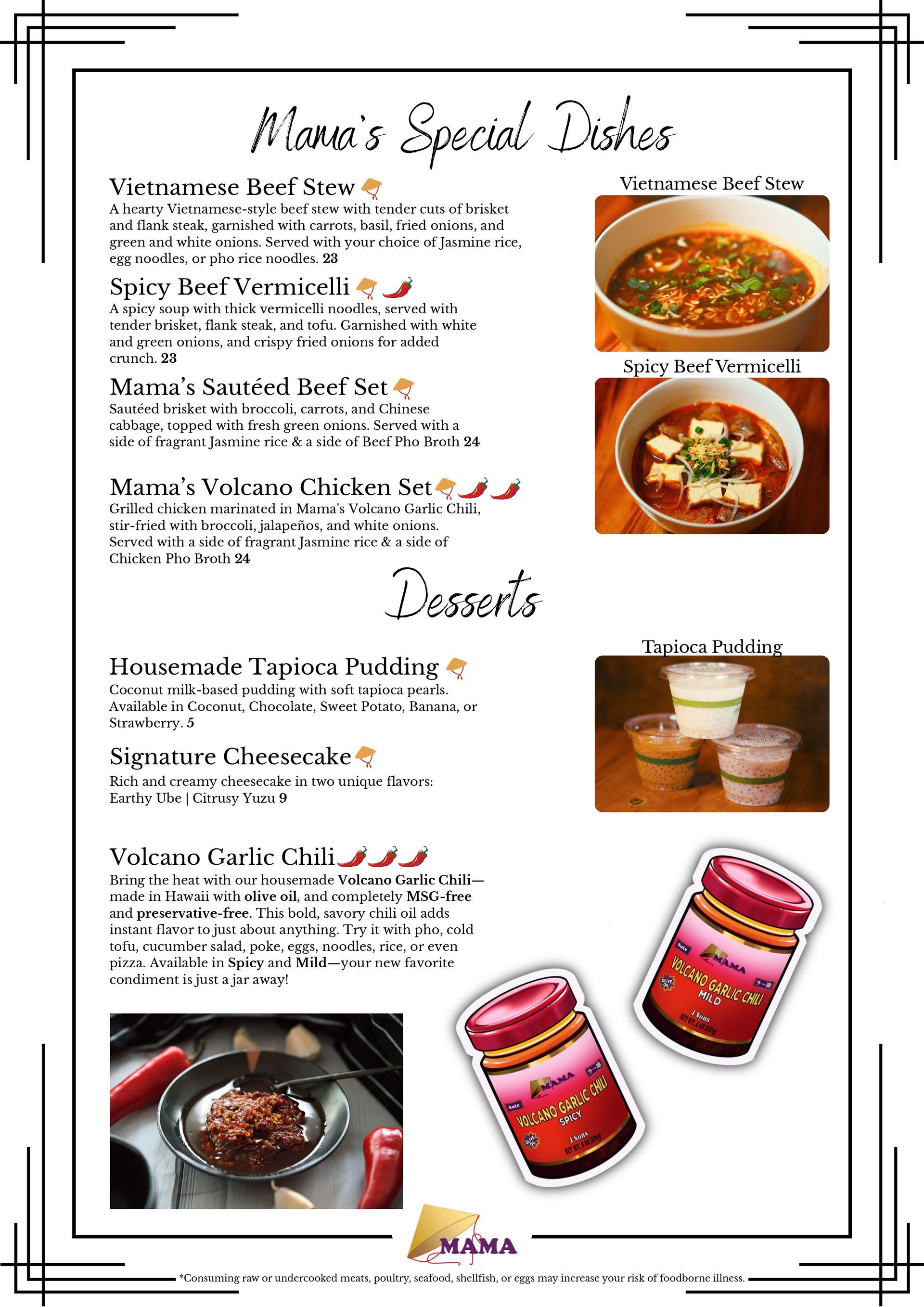 A menu for a restaurant shows a variety of food and drinks.