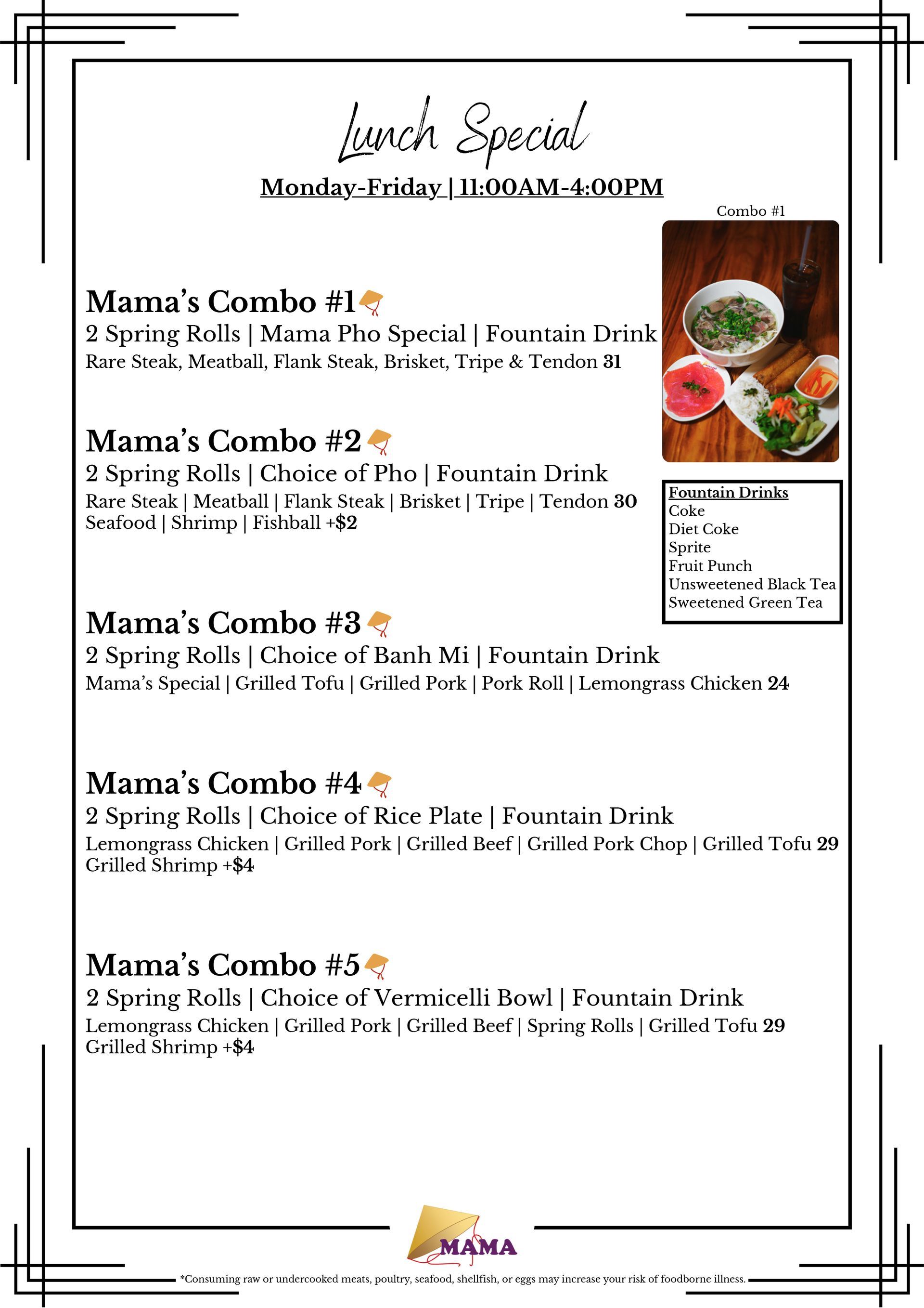 A menu for a restaurant with a picture of food on it.