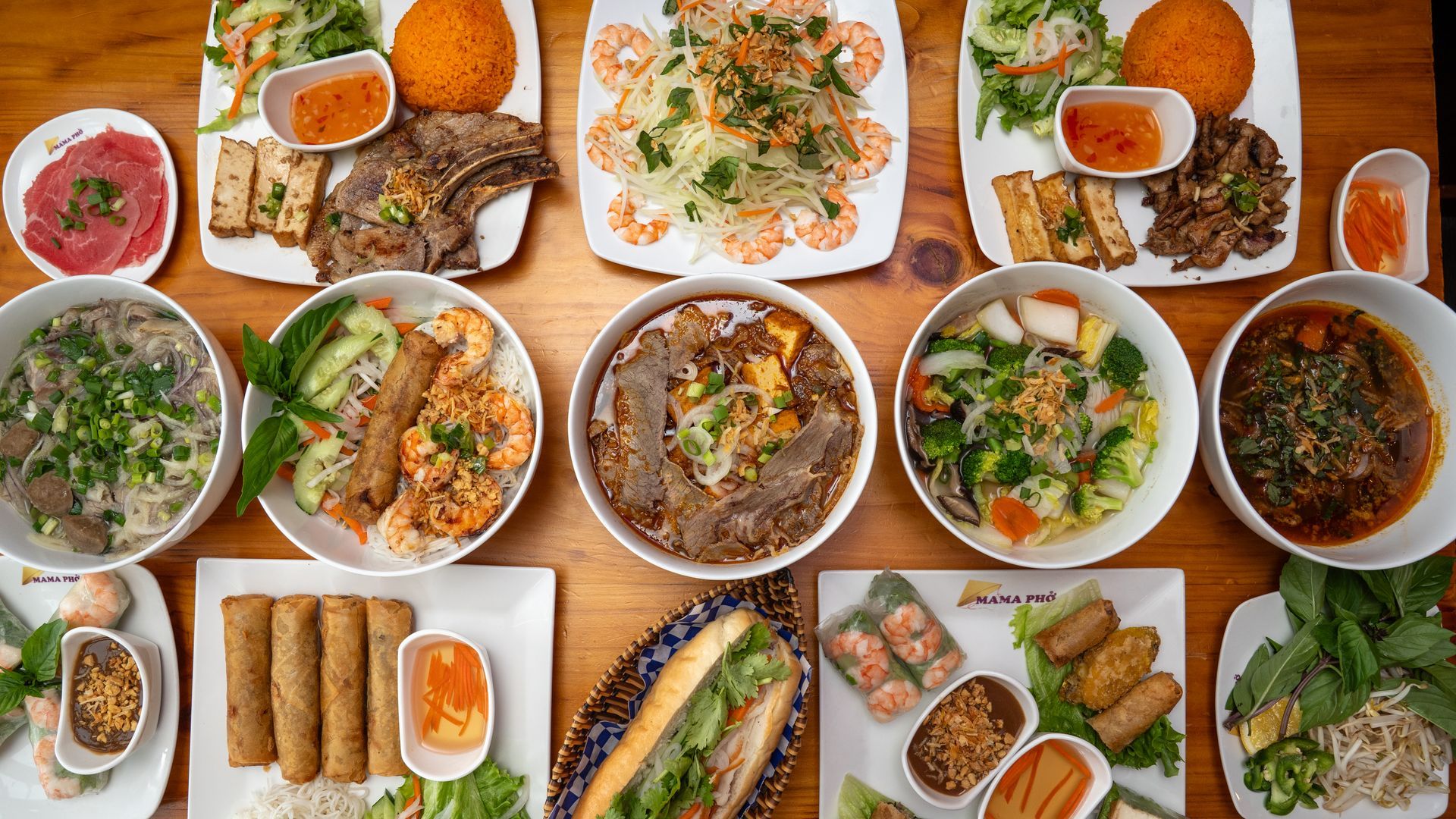 There are many different types of food on the table.