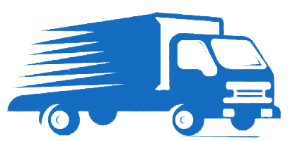 Camion blu per le consegne con linee di velocità.