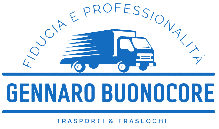 Blue truck logo for Gennaro Buonocore. Text: 