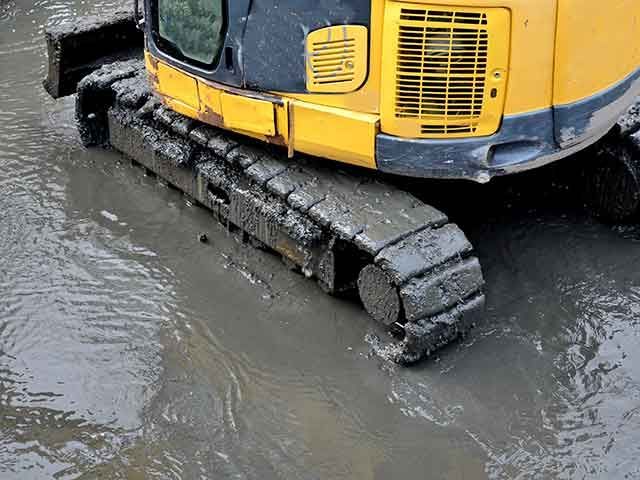 Image of a bogged bulldozer