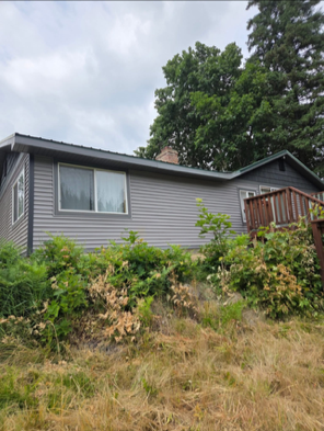 gray house siding - porch view