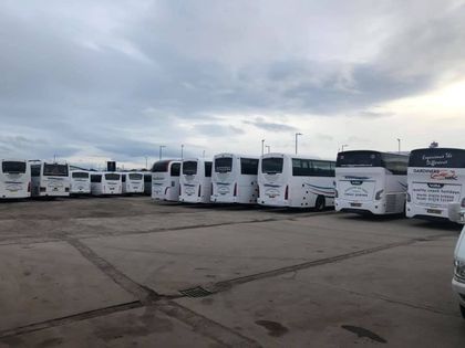 fleet of travel buses