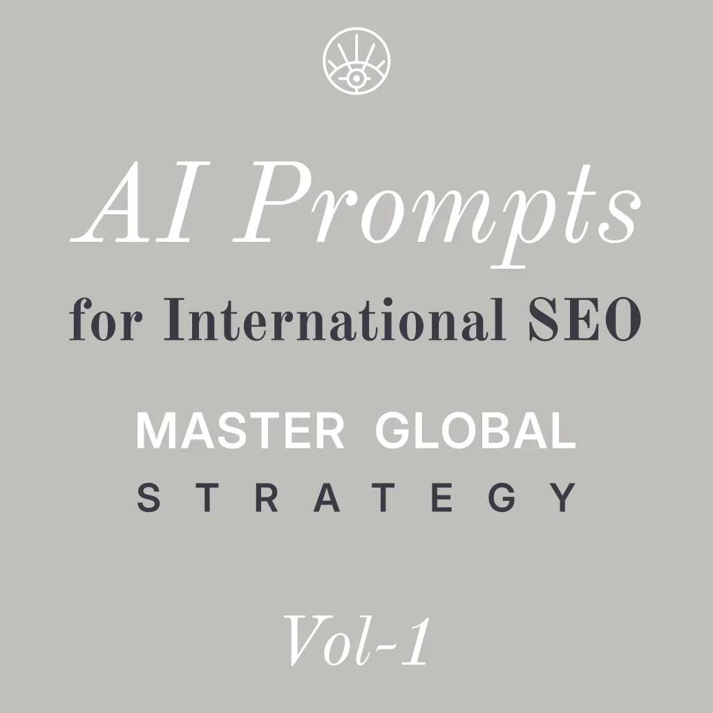 Text cover ai prompts for international SEO master global strategy part one.