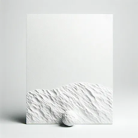 Minimalist white canva with textured material at bottom. Created by Ermetica7.