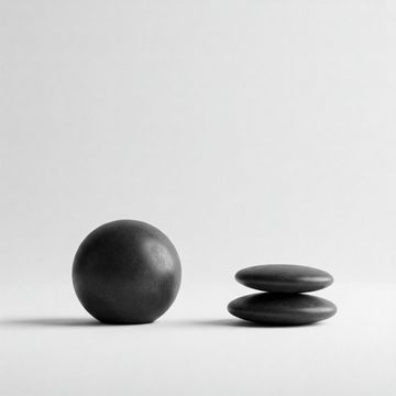Minimalistic zen inspired stones, one spherical and a piles made of two, created by Ermetica7.