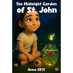 Ebook cover with Anna character and a hedgehog from the tale: the midnight garden of saint John. Free Download.