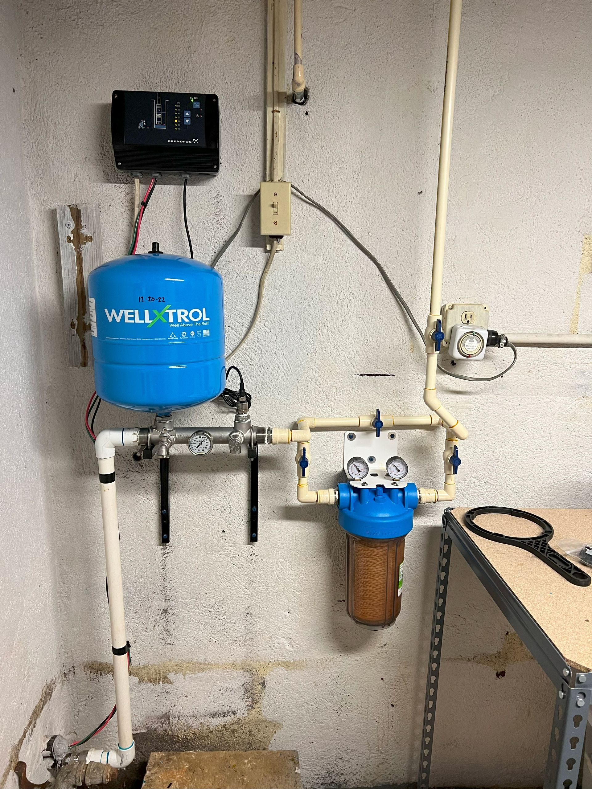 We installed a new sediment filter with a bypass and replumbed the water lines nice and neat